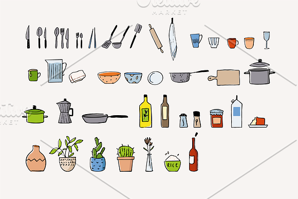 Kitchen Doodles - Illustration Set in Illustrations - product preview 3