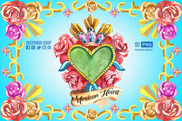Mexican Heart watercolor