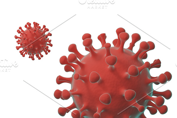 Red cell covid-19 virus cell isolate