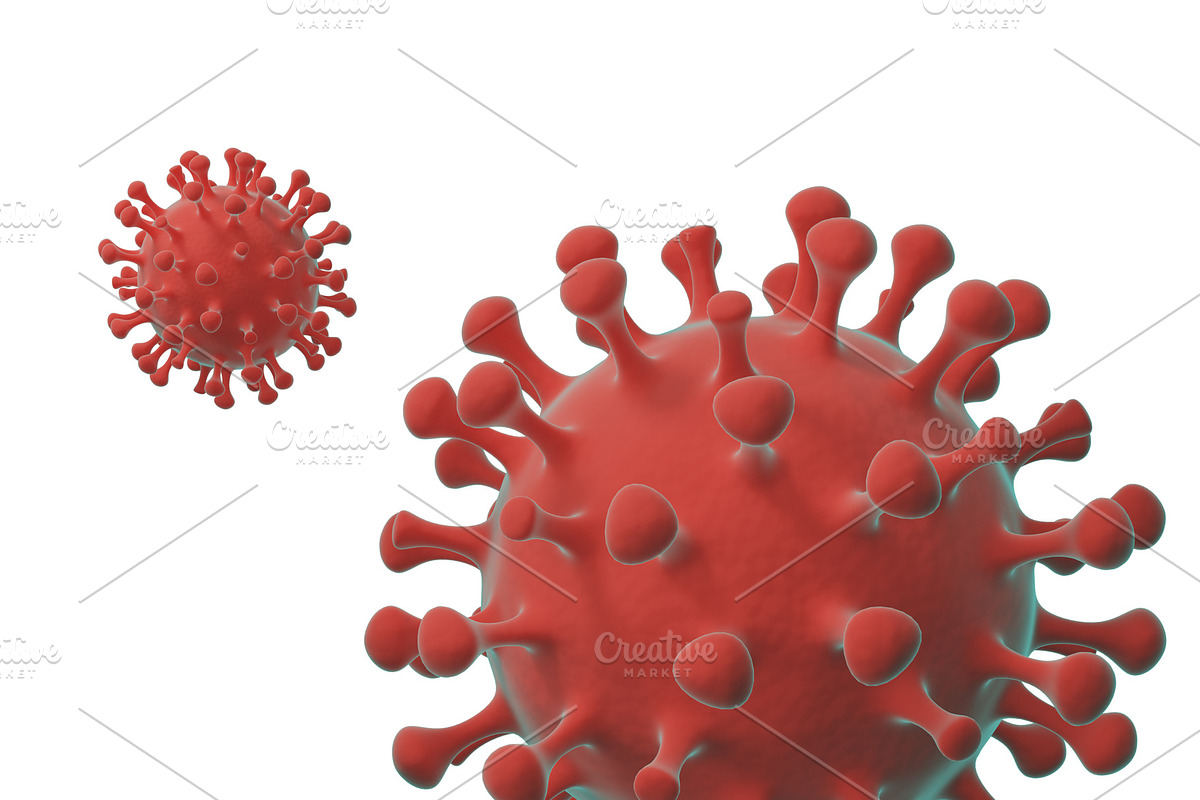 Red cell covid-19 virus cell isolate in Illustrations - product preview 8