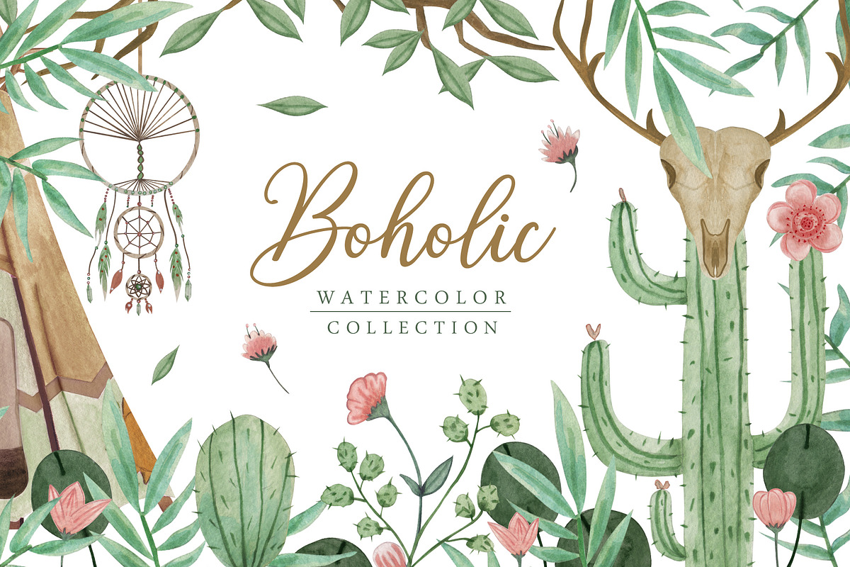 Boholic Watercolor Collection in Illustrations - product preview 8