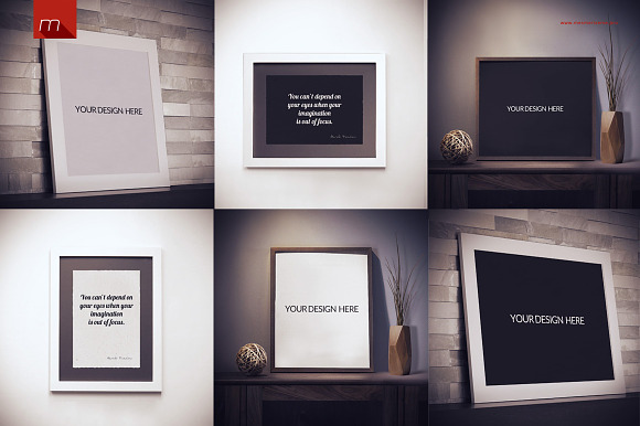 6 Modern Picture Frames Mock-up in Print Mockups - product preview 1