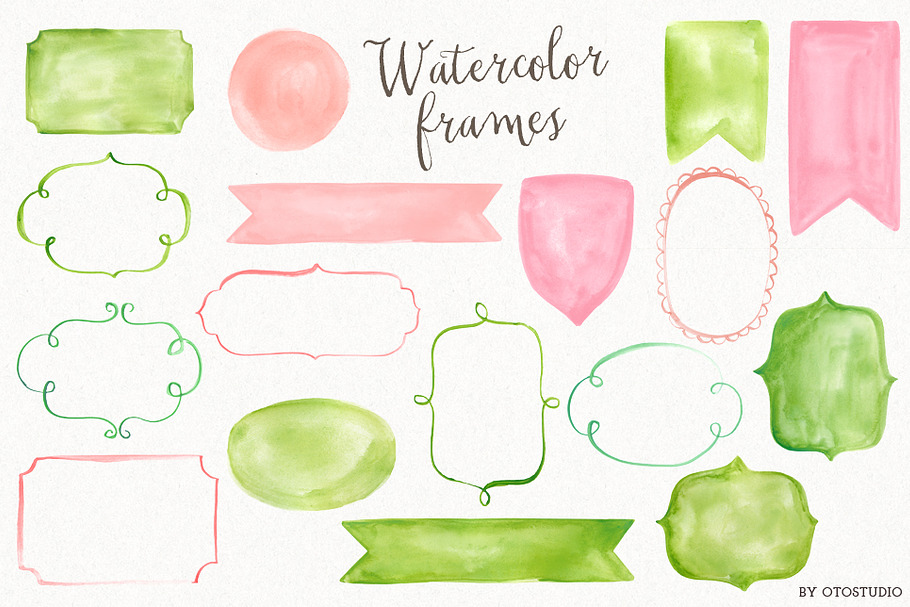 Watercolor Frames & Ribbons in Illustrations - product preview 8