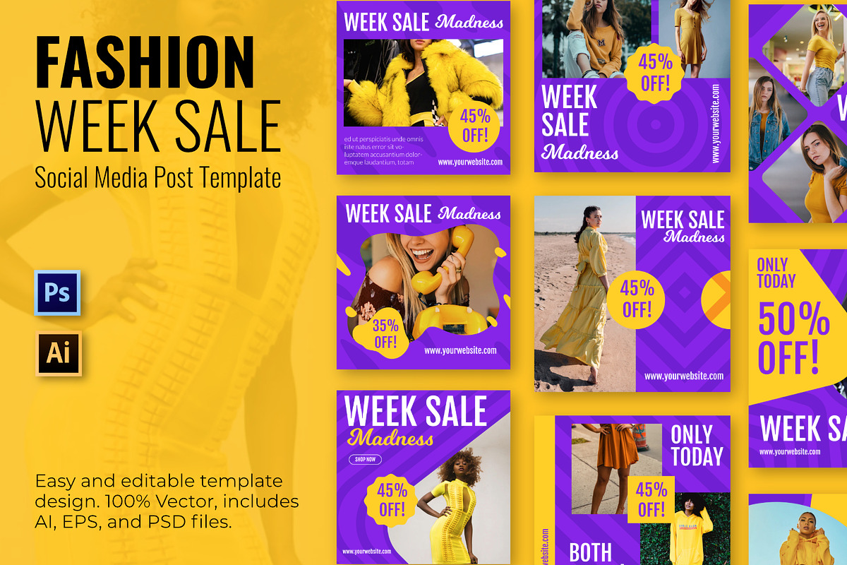 Fashion Week Social Media Posts in Social Media Templates - product preview 8