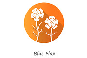 Blue flax plant orange glyph icon