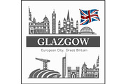 Glasgow - British city skyline black