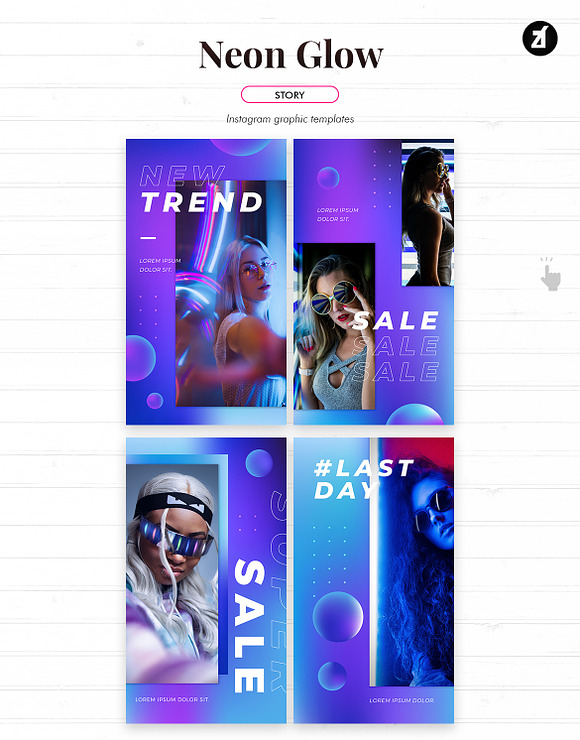 Neon glow social media graphic in Instagram Templates - product preview 4