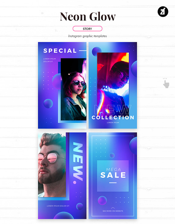 Neon glow social media graphic in Instagram Templates - product preview 5