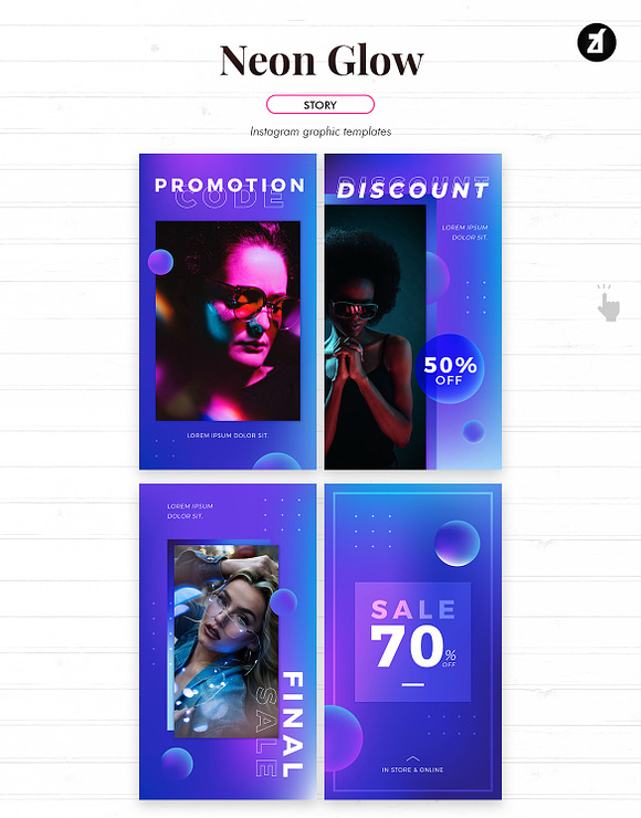 Neon glow social media graphic in Instagram Templates - product preview 6