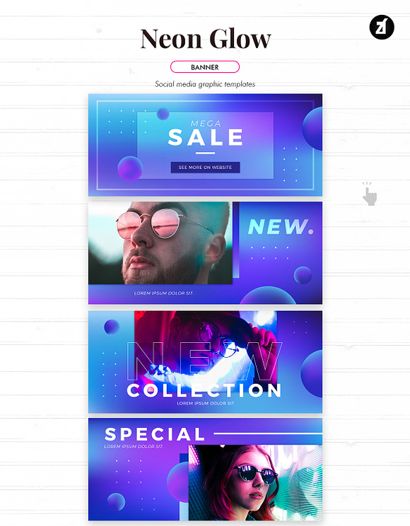 Neon glow social media graphic in Instagram Templates - product preview 7