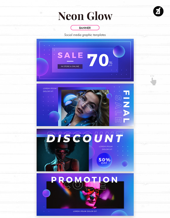 Neon glow social media graphic in Instagram Templates - product preview 9