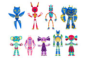 Set of funny cartoon robots