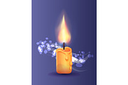 Burning Candle in Realistic Design