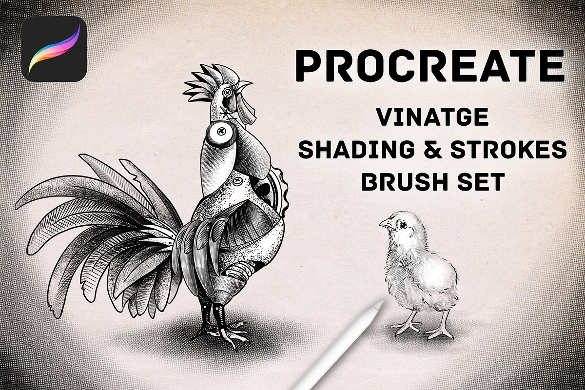 Procreate Vintage Shading Brushes in Add-Ons - product preview 8