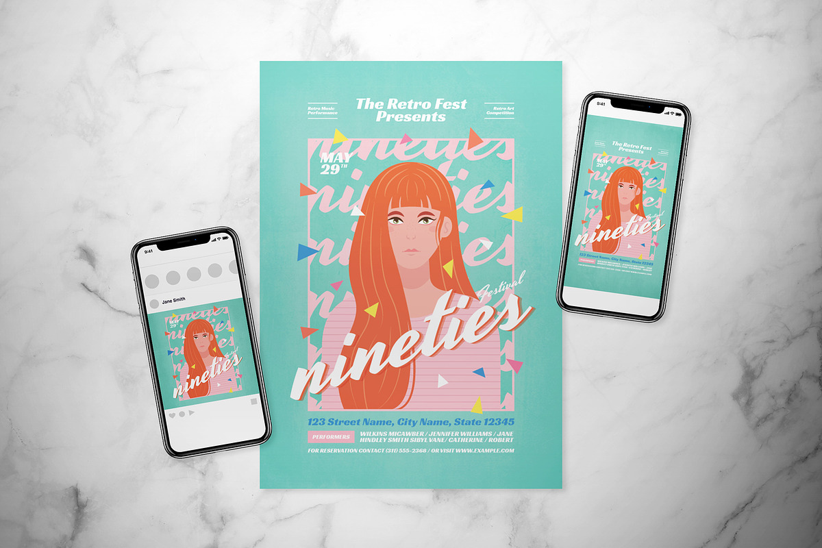 Nineties Retro Festival Flyer in Flyer Templates - product preview 8