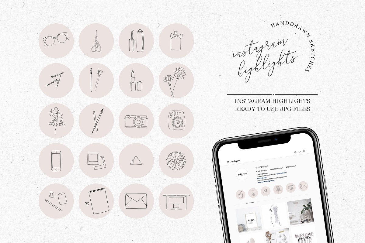 INSTAGRAM HIGHLIGHTS / story sketch in Instagram Templates - product preview 8