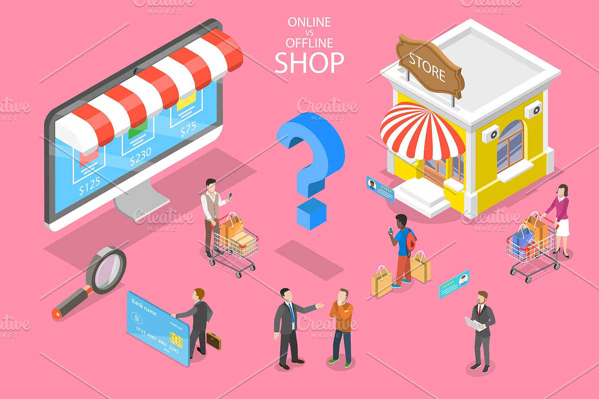 Online VS offline businesses in Illustrations - product preview 8