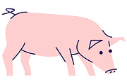 Pig side view flat illustration