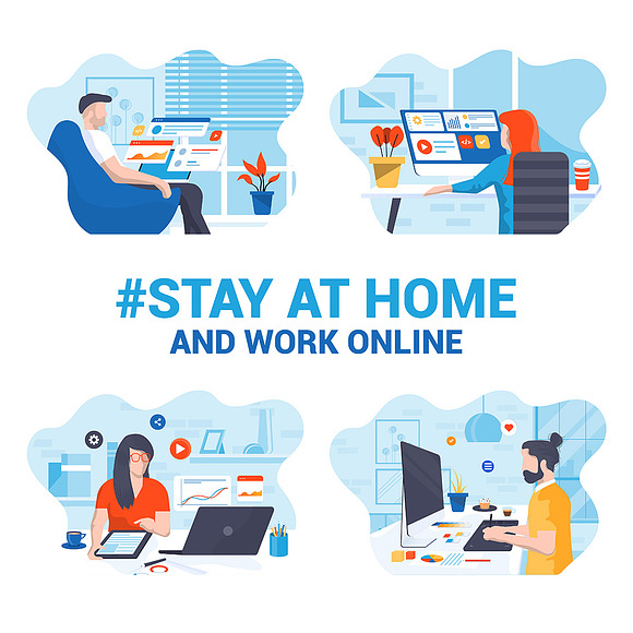 Stay at home awareness in Illustrations - product preview 1