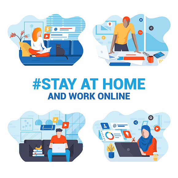 Stay at home awareness in Illustrations - product preview 2