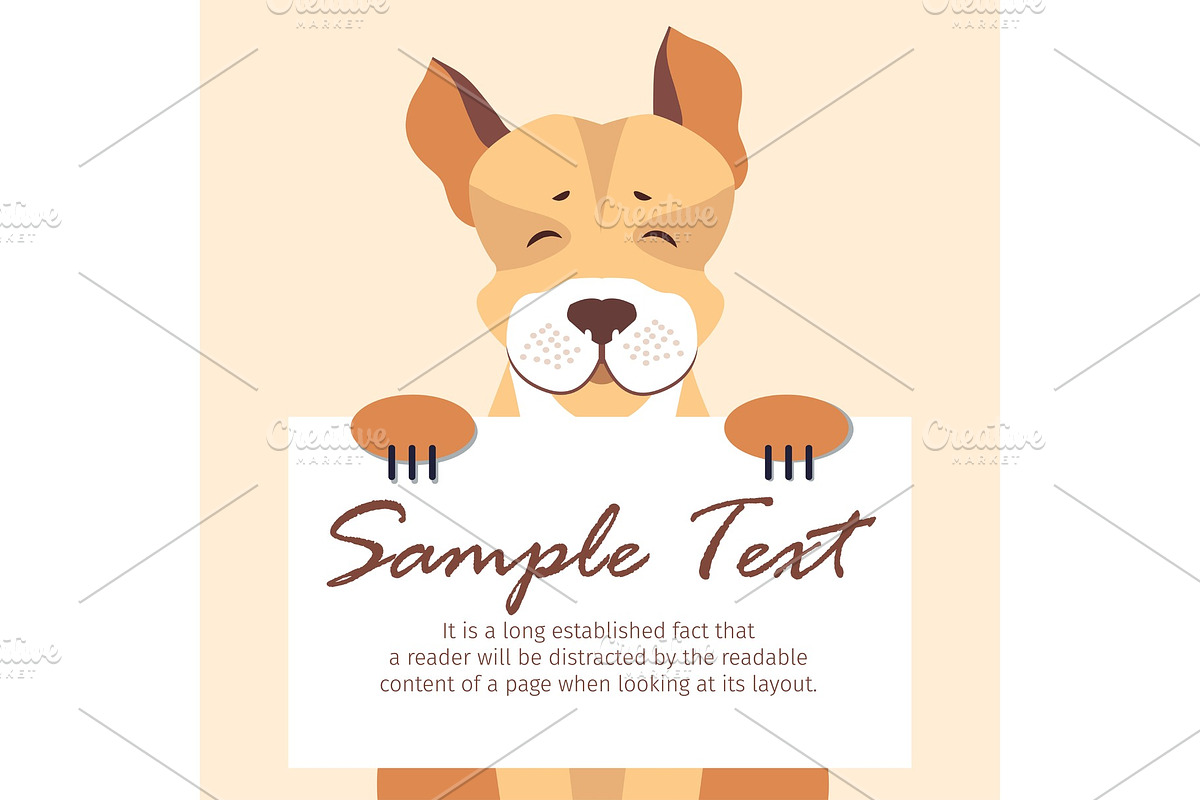 Cute Dog Holding Banner with Sample in Illustrations - product preview 8