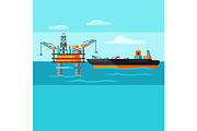 Illustration of oil sea platform and