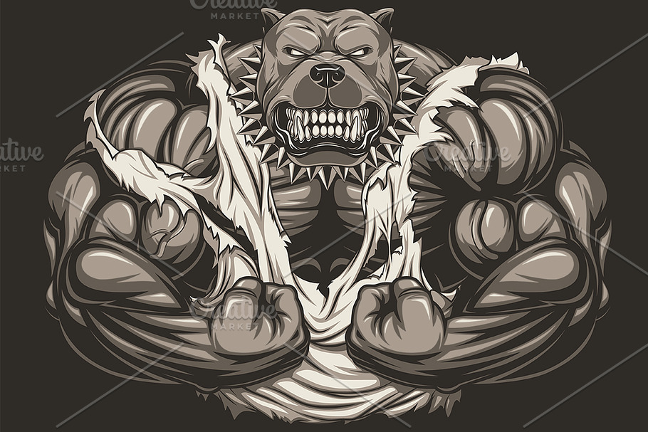 Angry dog bodybuilder in Illustrations - product preview 8