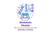 Workaholic lifestyle concept icon