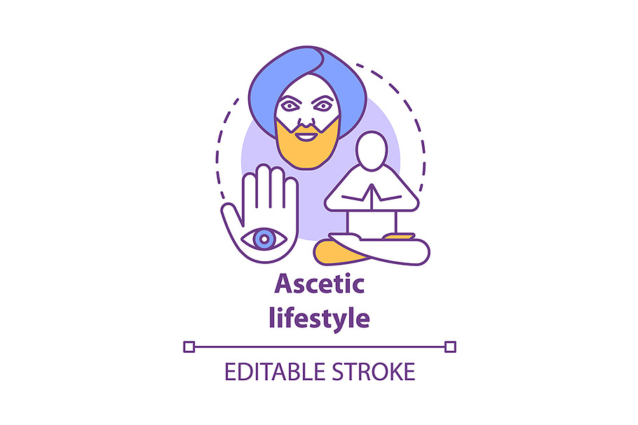 Ascetic lifestyle concept icon