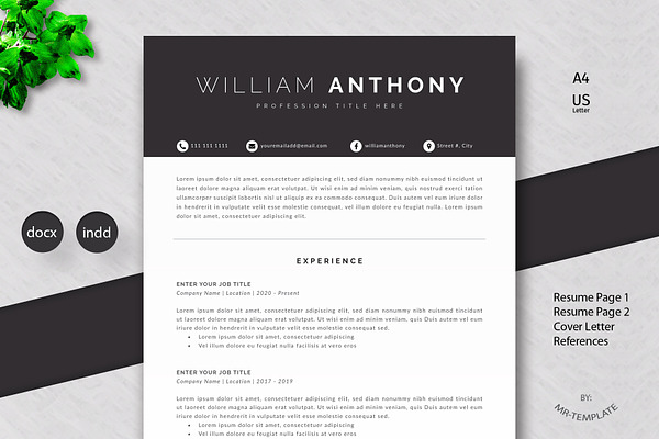 Resume /Cv Template 4 Pages Word