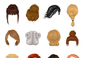 Women hairstyle wigs icons