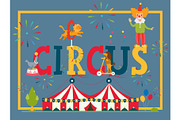 Circus typography poster, vector