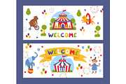 Traveling circus banner, vector