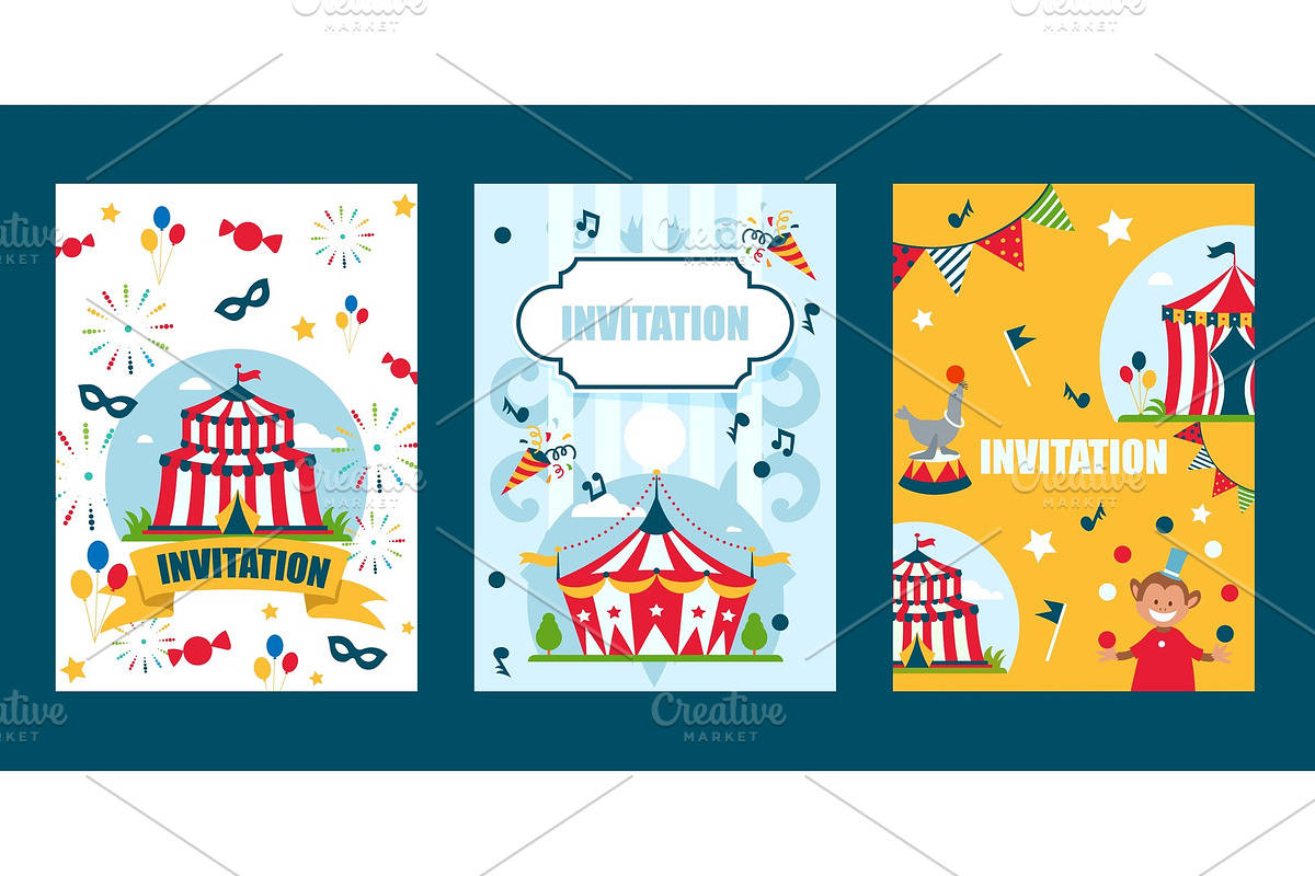 Circus invitation template, vector in Objects - product preview 8