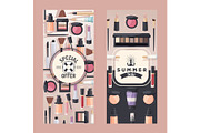 Makeup sale banner, vector