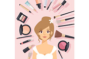 Makeup products, vector illustration