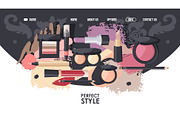 Makeup store website design, vector