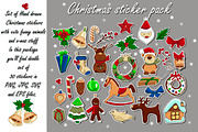 Hand drawn Christmas sticker pack