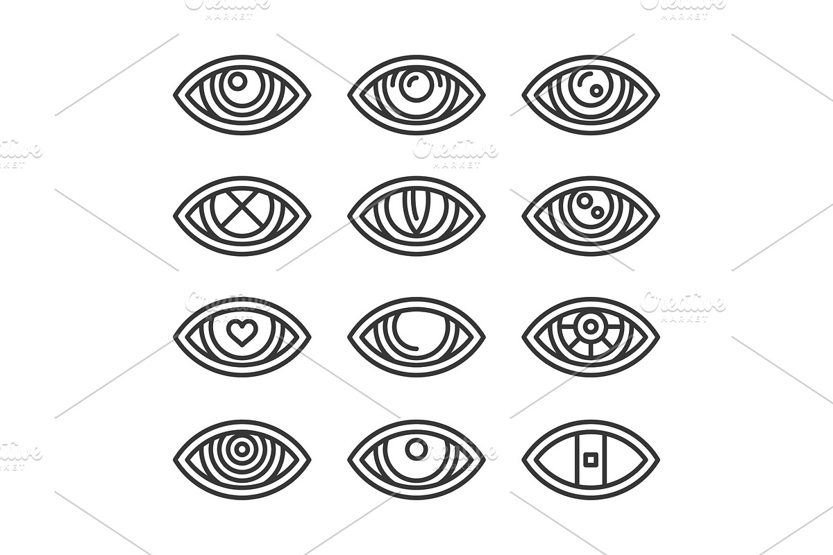 Eye Icons Set on White Background in Illustrations - product preview 8