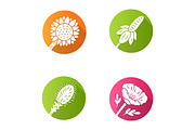 Wild flowers flat design glyph icons