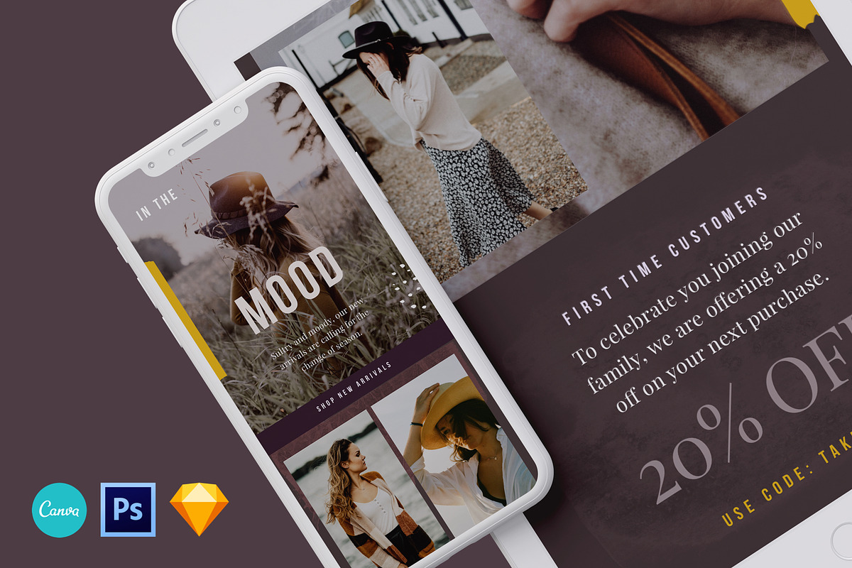 Moody Fashion Email Design Template in Mailchimp Templates - product preview 8