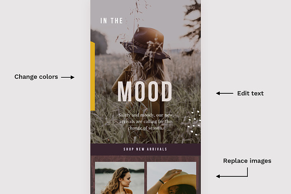Moody Fashion Email Design Template in Mailchimp Templates - product preview 1