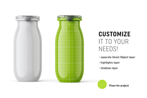 Glossy yogurt bottle mockup in Product Mockups - product preview 1