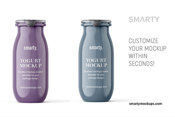 Glossy yogurt bottle mockup in Product Mockups - product preview 2