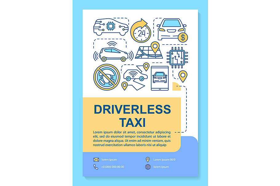 Driverless taxi brochure template in Icons - product preview 8