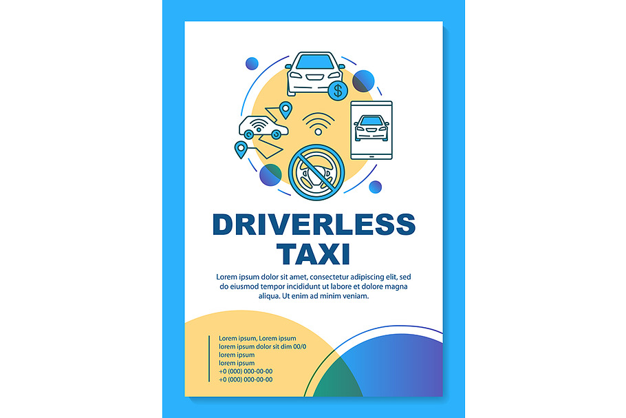 Driverless taxi brochure template in Icons - product preview 8