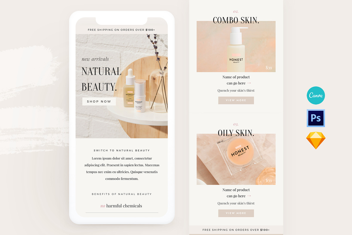 Natural Skincare Email Template in Mailchimp Templates - product preview 8