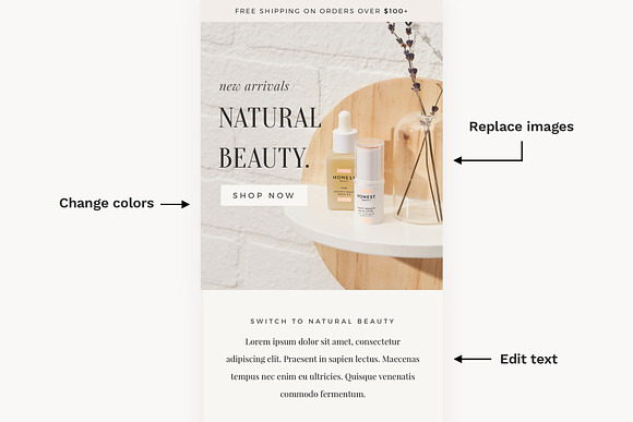Natural Skincare Email Template in Mailchimp Templates - product preview 1