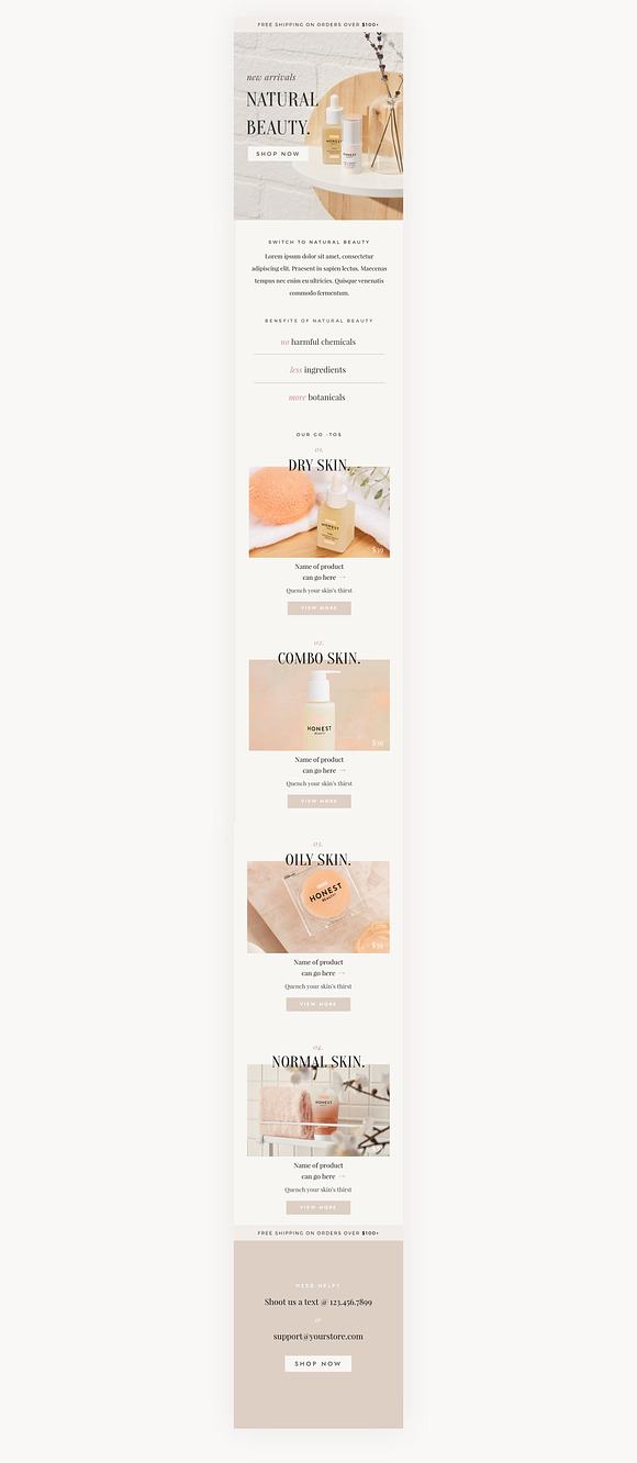 Natural Skincare Email Template in Mailchimp Templates - product preview 3