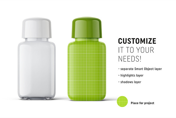 Square bottle mockup in Product Mockups - product preview 1